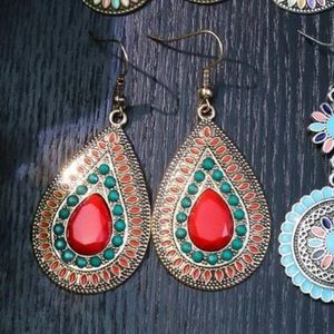 Shein Teardrop Earrings ❤️ Red/Turquoise